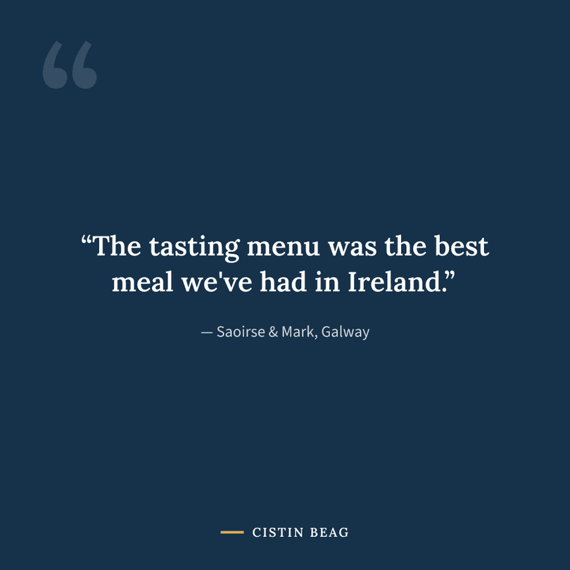 Customer testimonial post designed in a restaurant's brand style